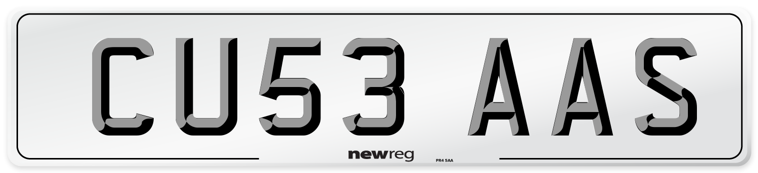CU53 AAS Number Plate from New Reg